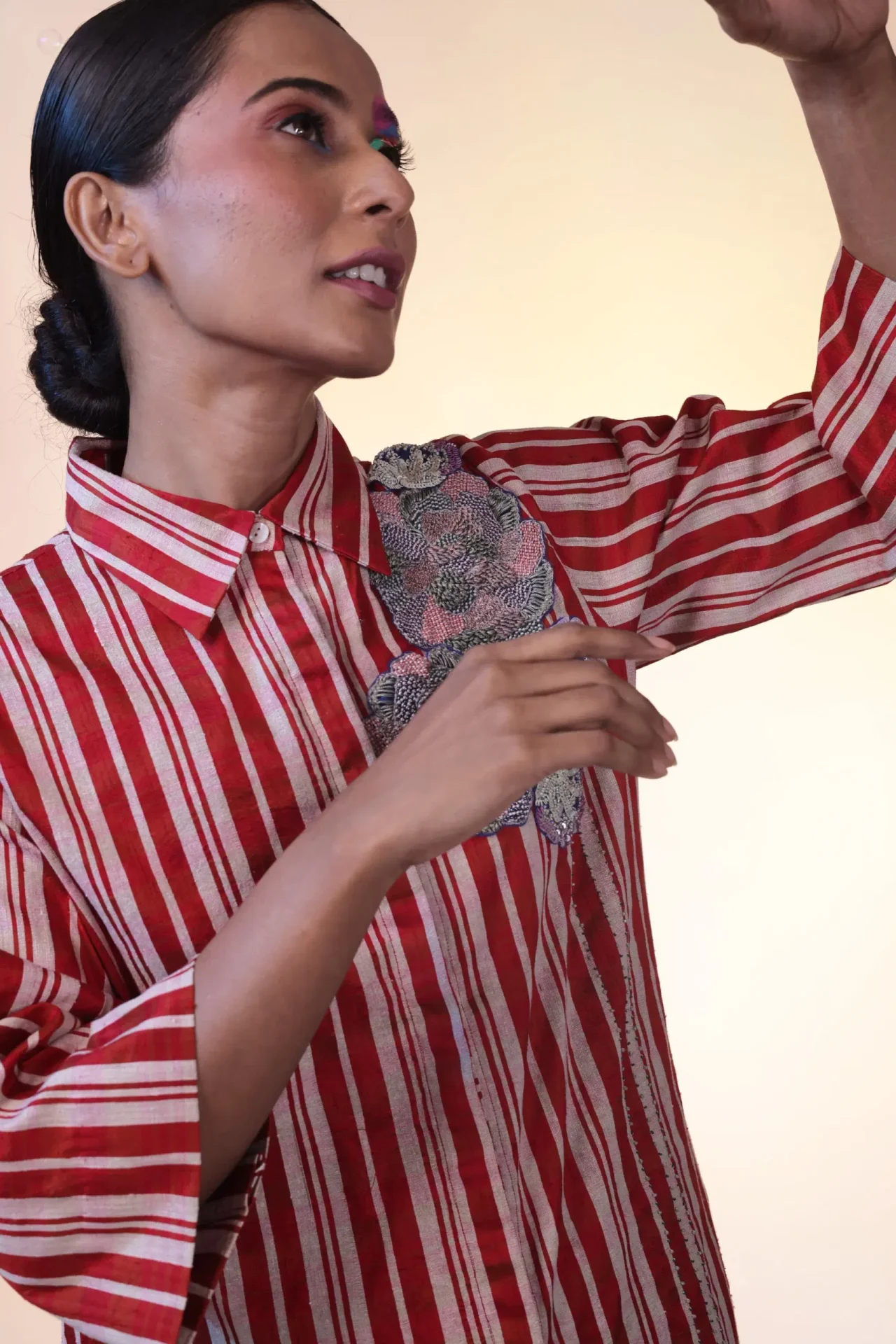 Tonal Red Check fabric – Woven Silk Dress